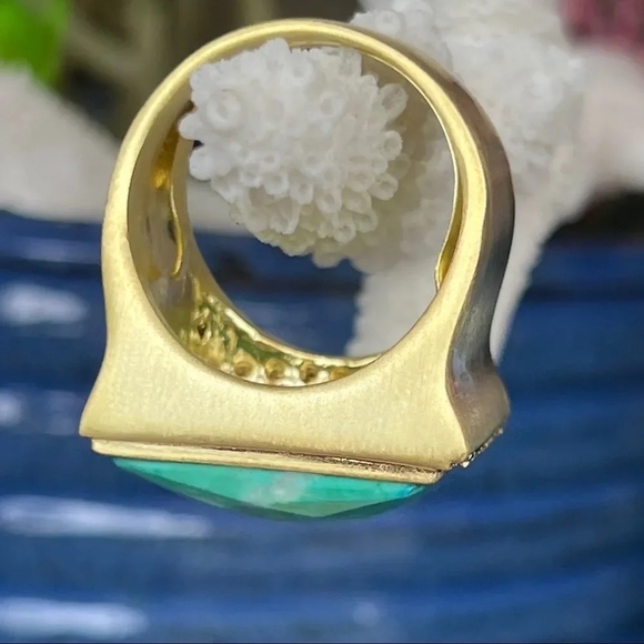 Faceted Turquoise 18k Gold Sheila Fajl GLOW Masterpiece Statement Ring Size 10 - Picture 4 of 15